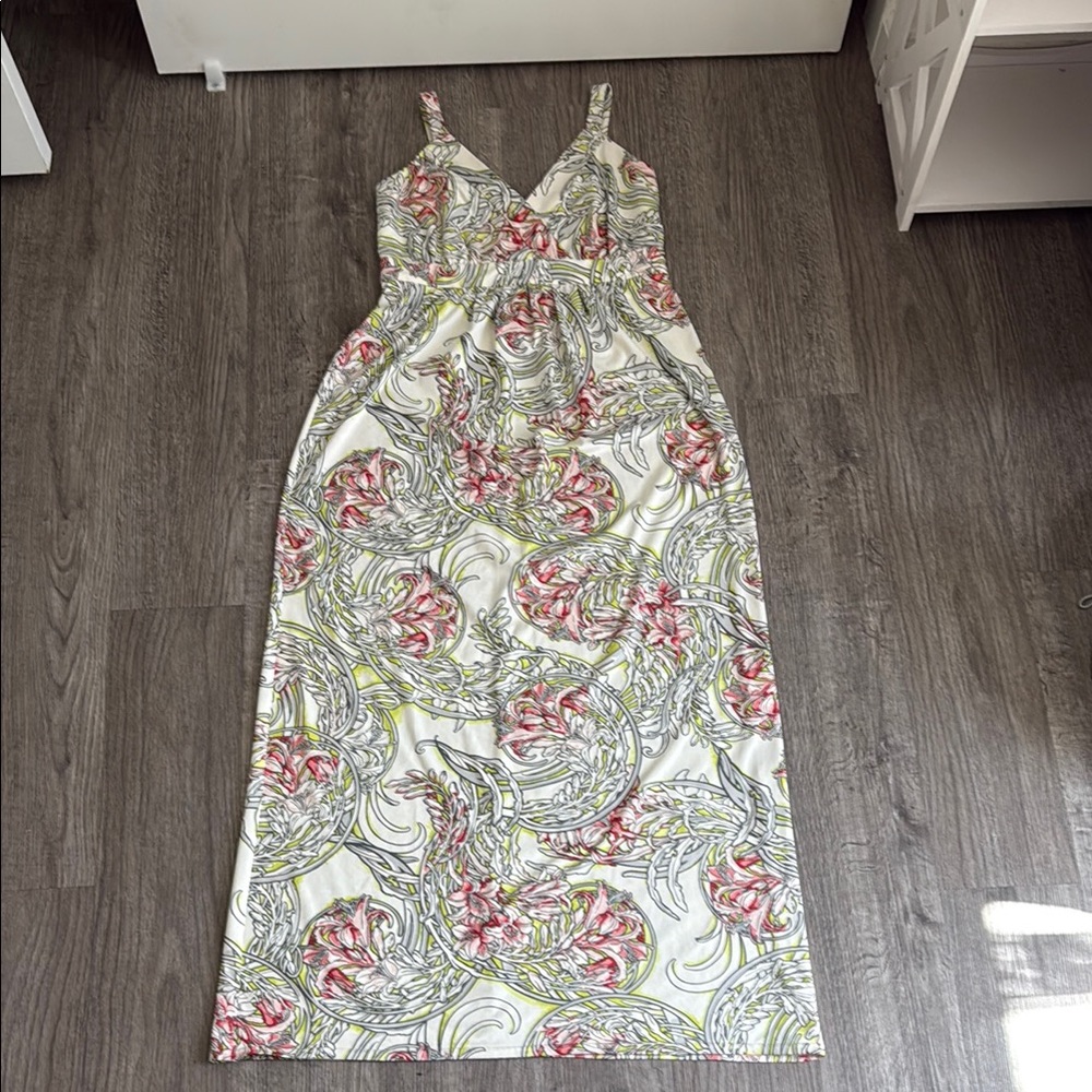 Miss Tina Pink and Red Spaghetti Strap Maxi Dress